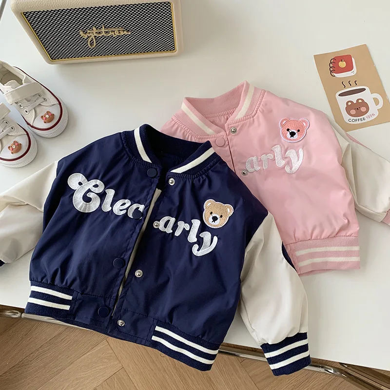 

Children's Bear Baseball Suit 0-6 Years Old Autumn Korean Child Clothing Boys Letters Sports Jacket Girls Outer Garment