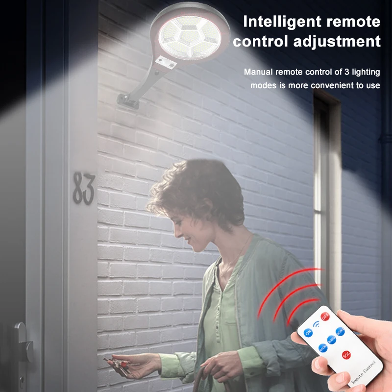 

Solar Outdoor Wall Light Remote Control Human Body Induction Solar Light LED COB Garden Decorative Lights 3 Modes Street Lights