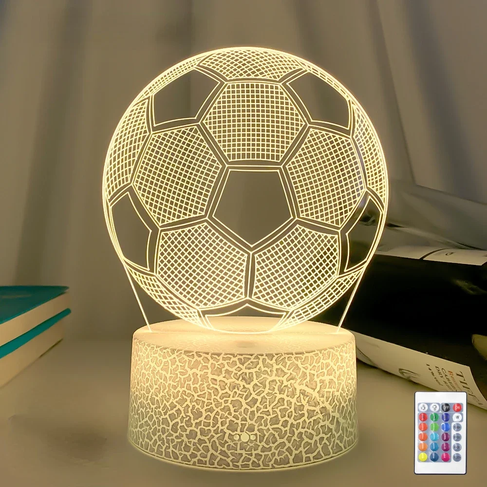 

3D иллюзия, искусственный футбольный мяч, сенсорный датчик, дистанционное ночное освещение, украшение для детской спальни, настольная лампа для футбола, Подарочные игрушки