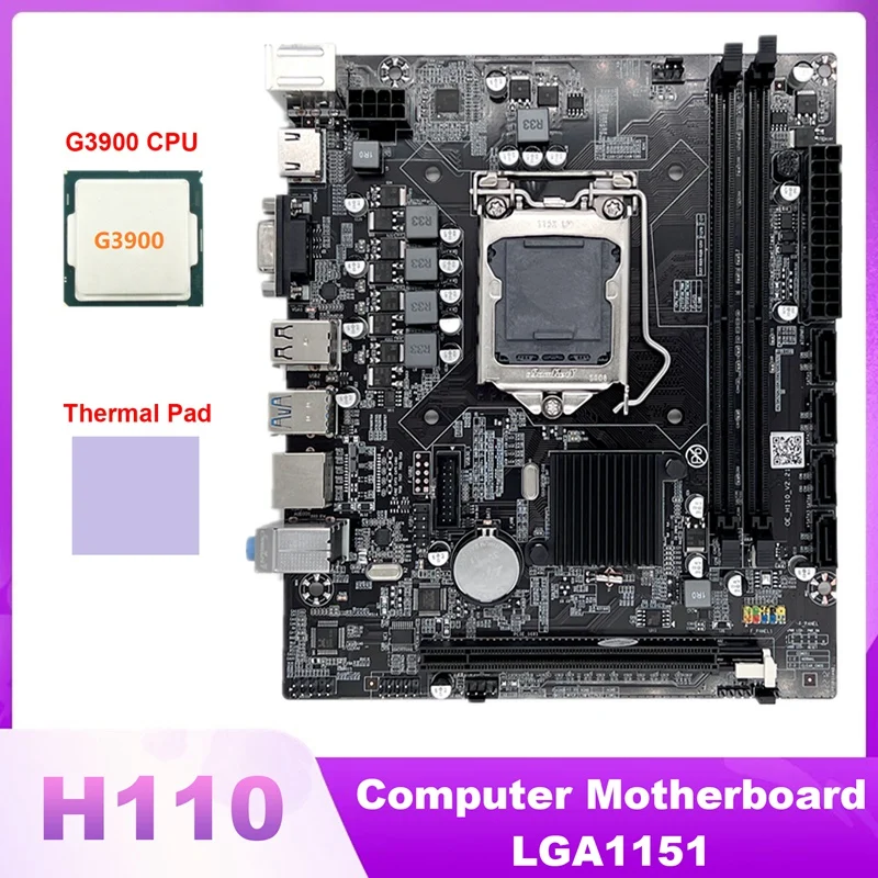 

HOT-H110 материнская плата для компьютера LGA1151 поддерживает процессор Celeron G3900 G3930, поддерживает Память DDR4 с процессором G3900 + термоподушка