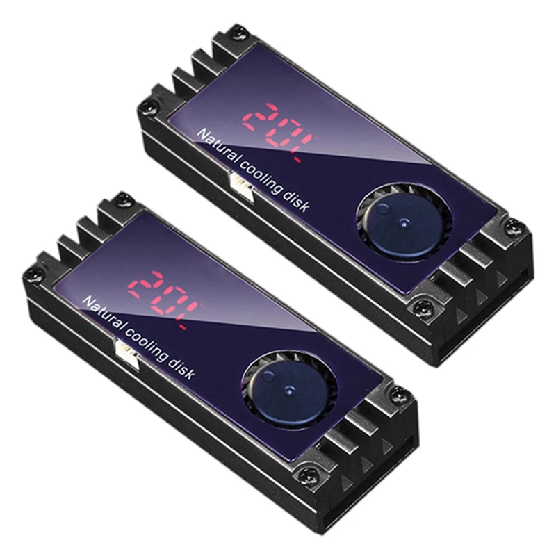 

2X M2 SSD Heatsink Cooler Temperature OLED Digital Display M.2 2280 NVME SSD Solid State Hard Disk Radiator Heat Black