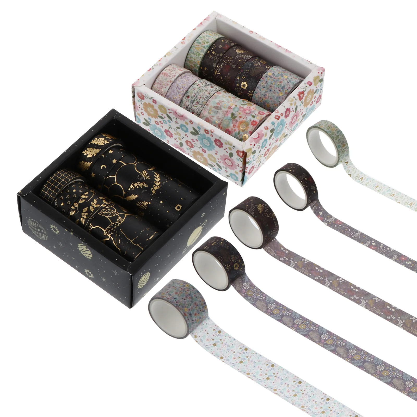 

20Rolls Washi Tape Black Gold Color Decorative DIY Adhesive Masking Tape