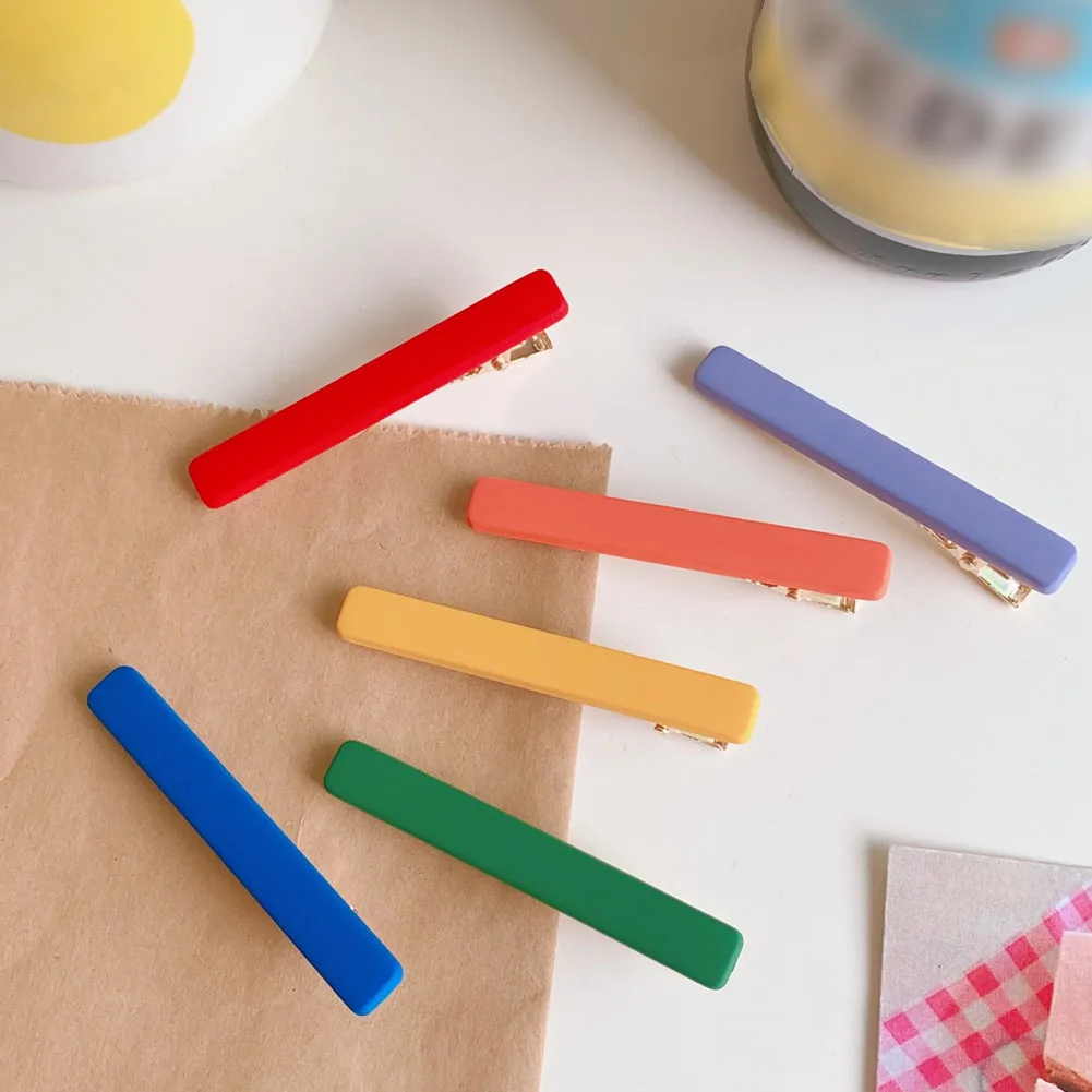 

1Pcs Selling New Fashion Frosted Ins Simple Wild Rainbow Color Clip Hairpin Barrettes For Women Girls Accessories Headwear