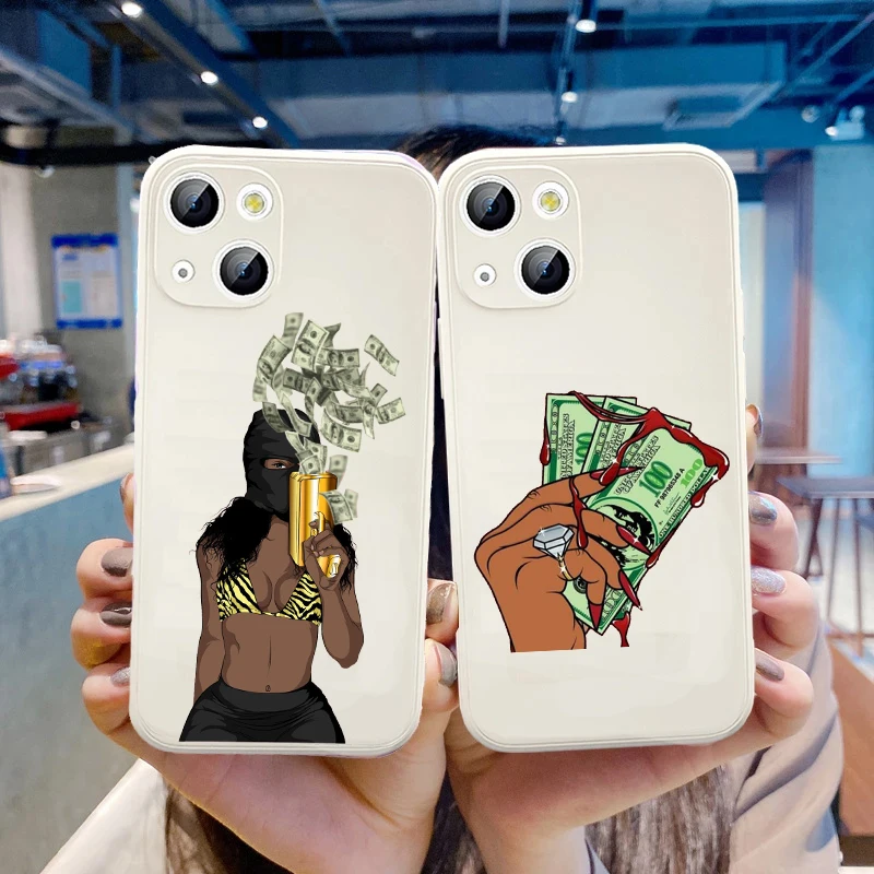 

Fashion Afro Black Girl Magic Phone Cover For iPhone 11 12 13 Pro Max X XR XS Max 7 8 Plus 13 Mini White Soft Silicone TPU Case