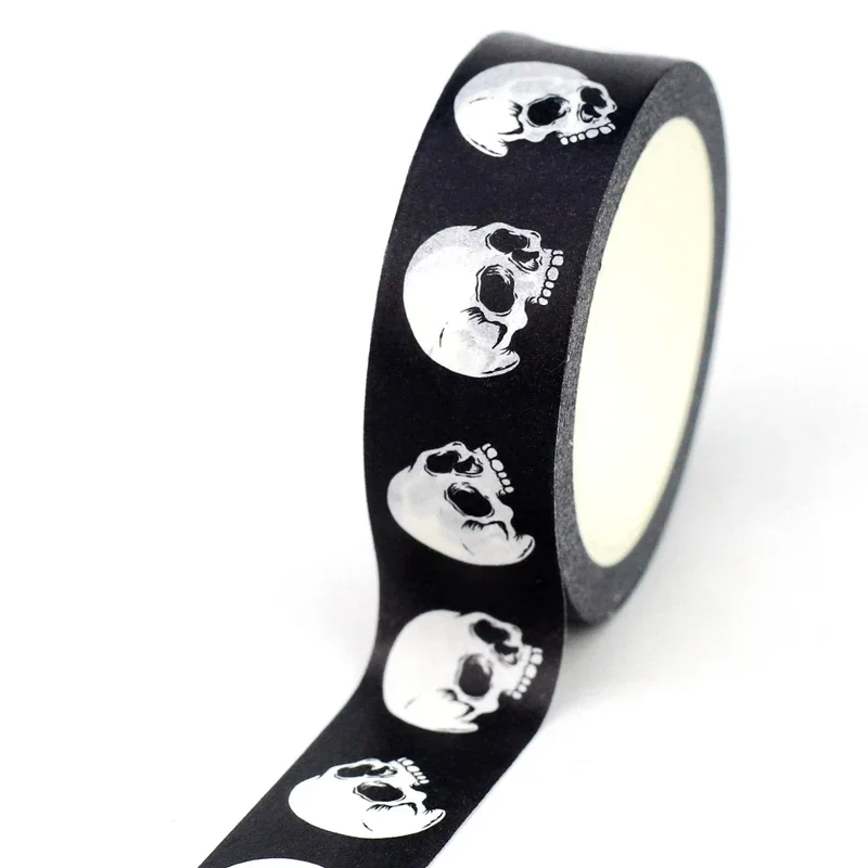 

GREATHOPE WASHI TAPE Черно-белый череп 10 м