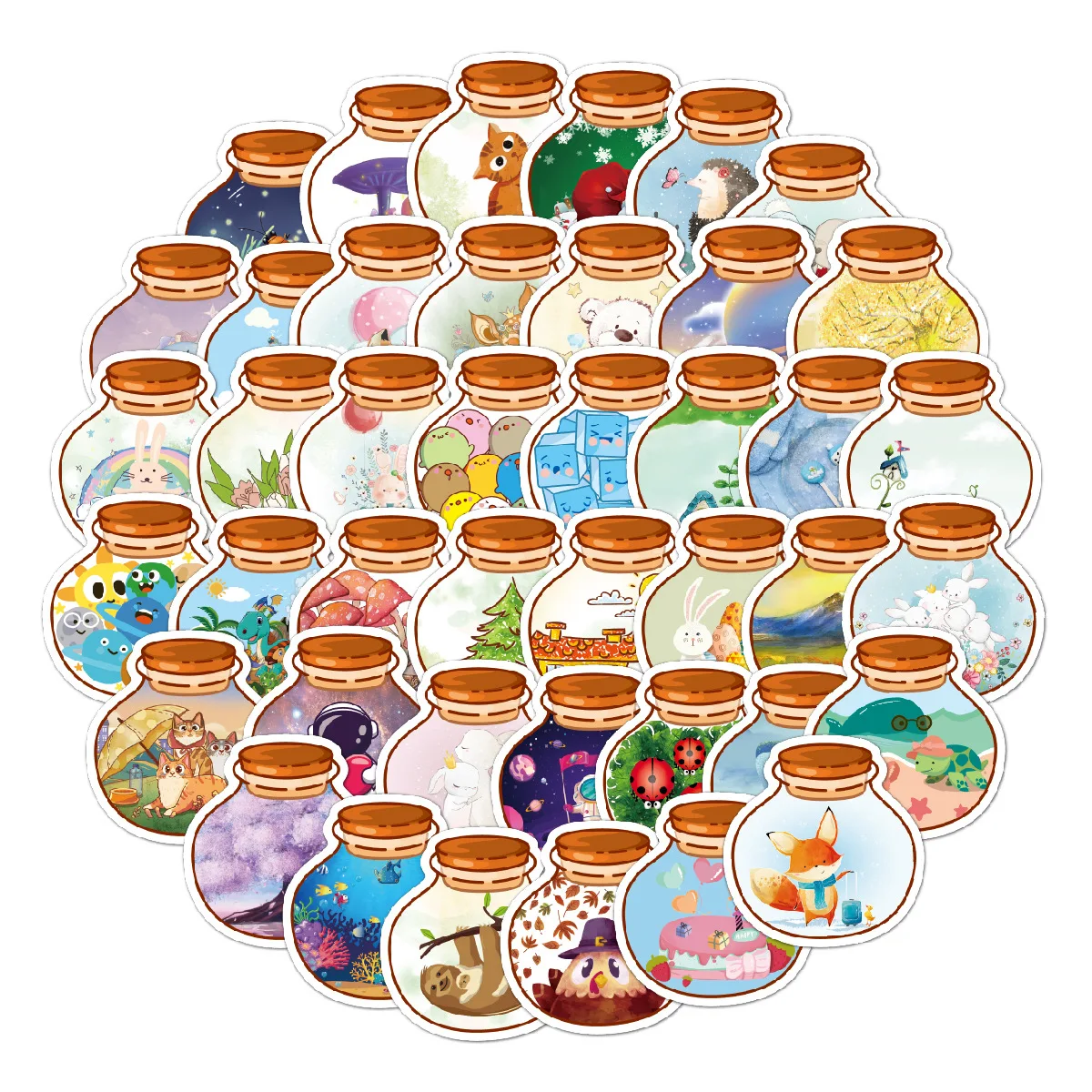 

50pcs Bottle Ins Wind Small Fresh Creative Graffiti Stickers Stationery Stickers