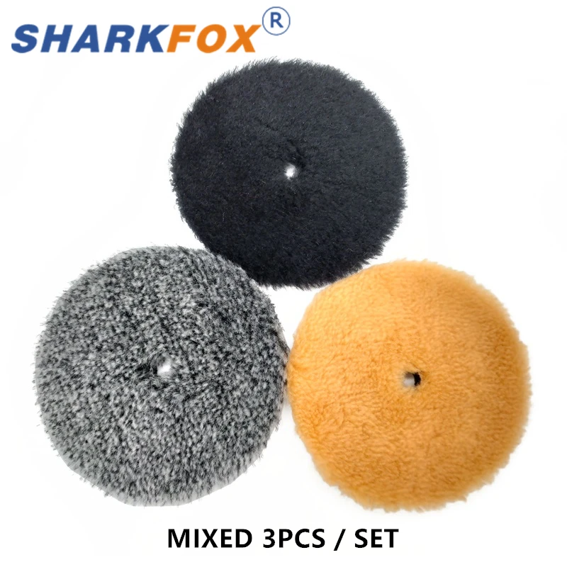 Sharkfox 5/6 дюймов шерстяная полировальная подушечка для автомобиля высокой плотности, шерстяная полировальная подушечка из ягненка, шерстяная полировальная подушечка для полировки деталей автомобиля