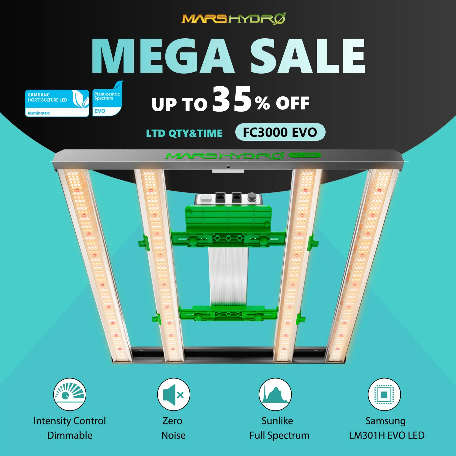 MarsHydro FC 3000 Samsung 301H EVO Фитолампа