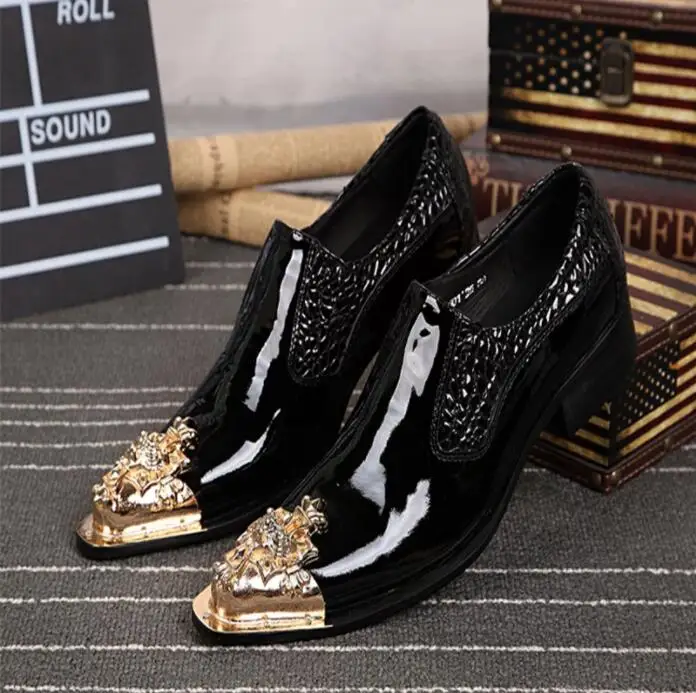 Summer business dress men's shoes black snake embossed Genuine leather shoes dragon head pointed party Trend wedding shoes