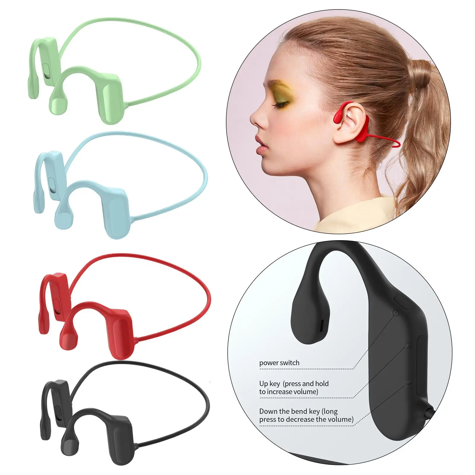 

Bone Conduction Headphones Bluetooth 5.0 170mAh Double Ears Sports Headset Waterproof for Gym Fitness Outdoor Indoor Jogging