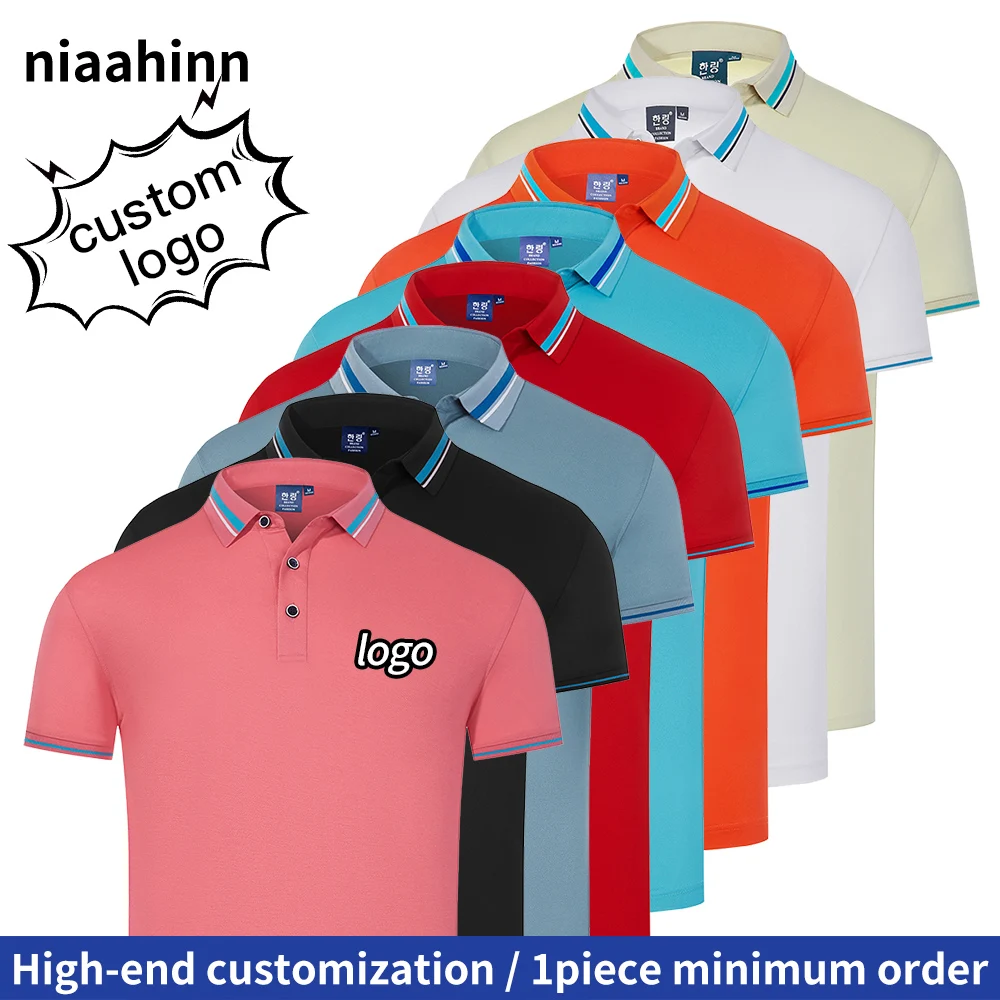 

Summer Work Clothes T-shirt Custom Printing Embroidery Logo Men's and Women's Tooling Lapel Short-sleeved Cultural POLO T-Shirt