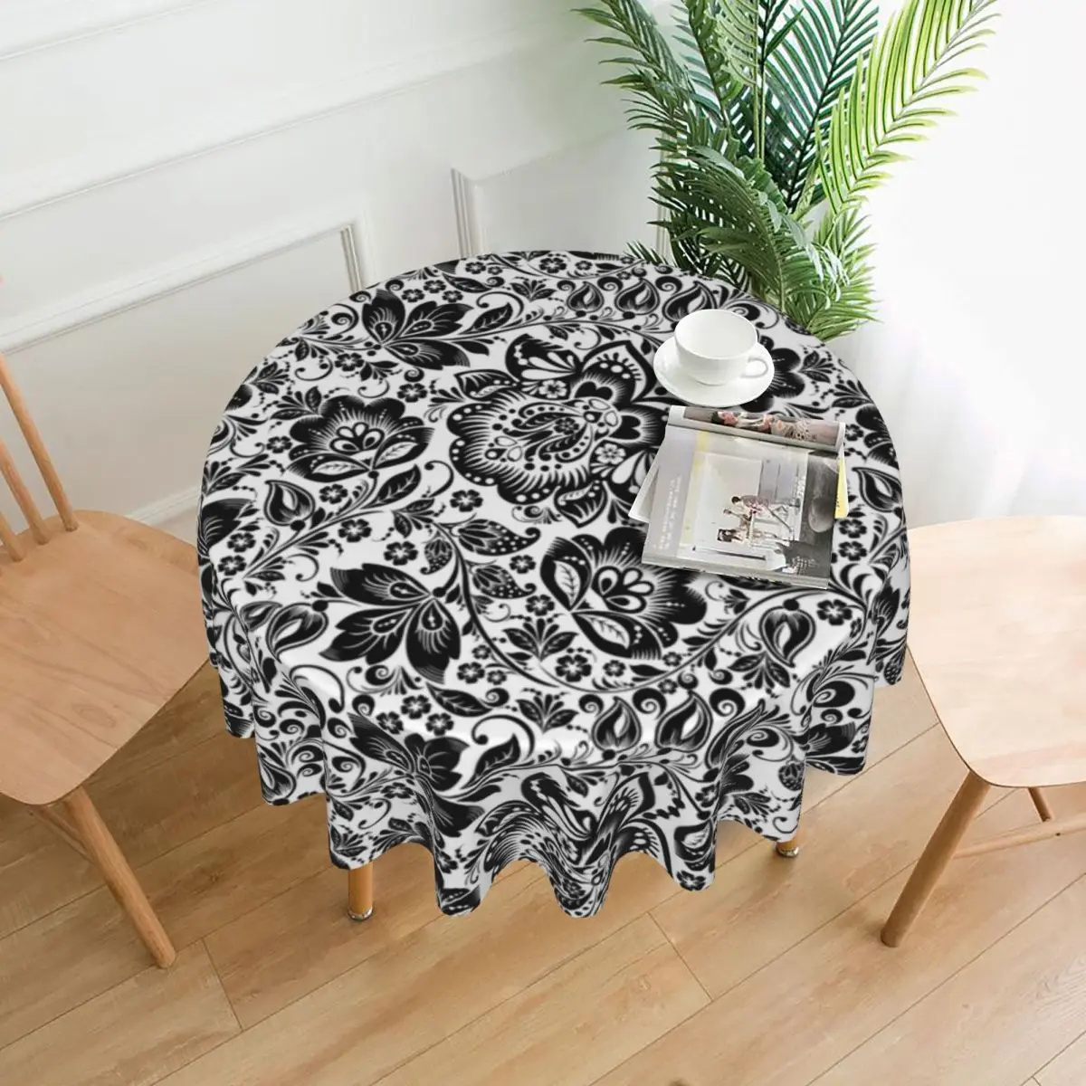

White Baroque Floral Tablecloth Retro Flowers Print Desk Polyester Table Cover Vintage Wholesale Protection Printed Table Cloth