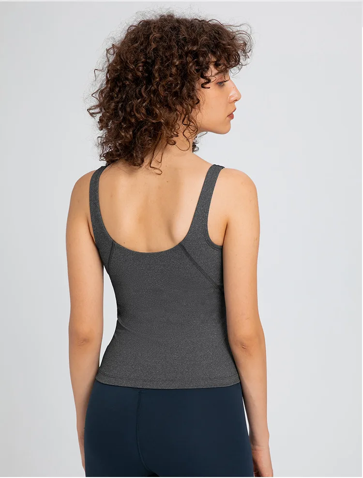 Womens Clothing Tank Top Yoga Sports Top Gym Fitness Vest Outdoor Jogging Workout Sport Underwear T-shirts with Chest Pad Bra