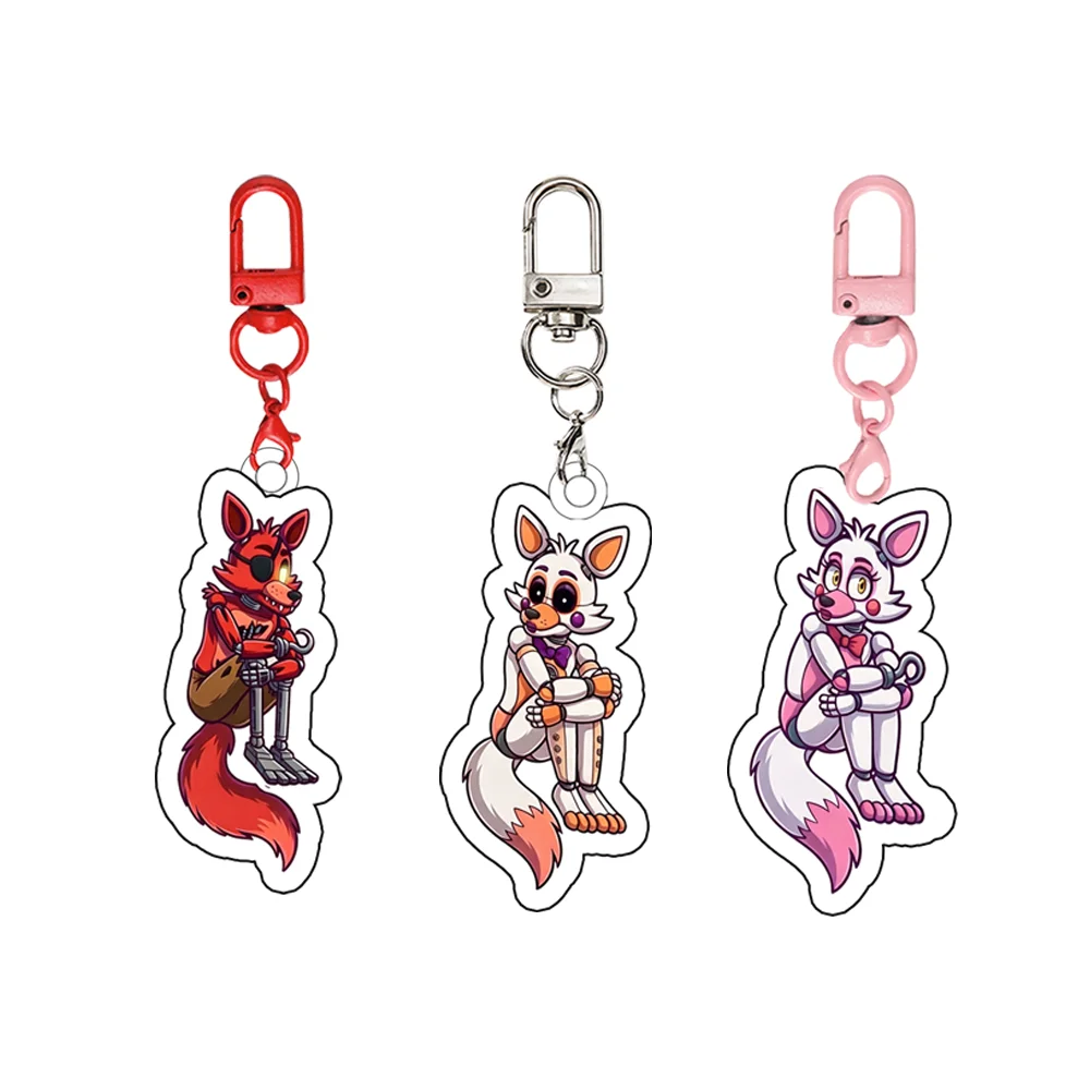 Фото Для популярной игры FNAF: акриловый брелок из серии Foxy Lolbit Mangle, украшение для рюкзака, изысканный праздничный подарок. №1