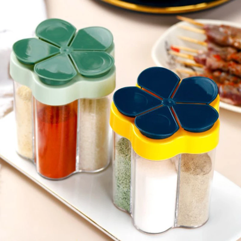 

Seasoning Bottle 5 In 1 Spice Jar Sealed Multifunctional Moisture-proof Flap Seasoning Jar Container Kitchen Spice Kitchen Tool