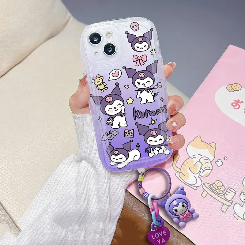 Чехол из ТПУ с подвеской 3D Kuromi для Huawei Nova 5T Y9S Y70 P30 Y9 Prime 10 11 SE 9 8 7 7i 8i Y90 P40 Lite Mate 50 60 Pro