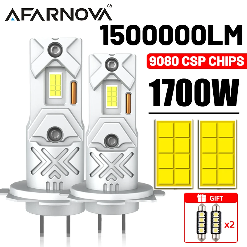 

Светодиодная лампа для автомобильных фар Mini H7 Mini Turbo LED 1700 Вт 1500000 LM для беспроводной автомобильной фары, автоматический налобный фонарь H7 1:1 12 В 6000 К, белый