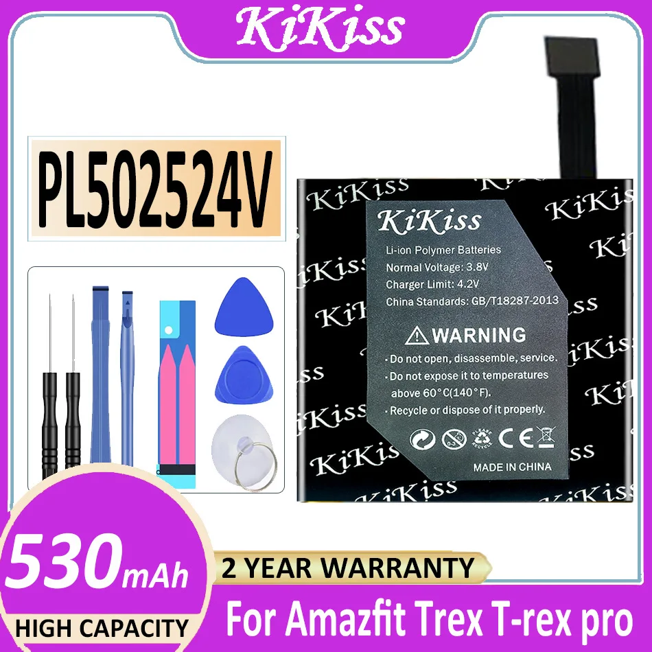 

500mAh KiKiss PL502524V Watch Battery for Huami AMAZFIT Trex T-rex Verge Lite Global Version Gtr A1808 Smart Watch Battery NO