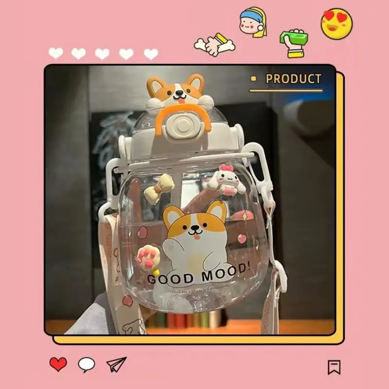 

Спортивная Большая мультяшная соломенная чашка, новейшая чашка для воды, милый чайник для фитнеса и студентов, детский подарок, новая красн...