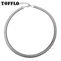 tofflo stainless steel jewelry wide and thick flat snake chain fashion trend mens and womens necklace bsp319