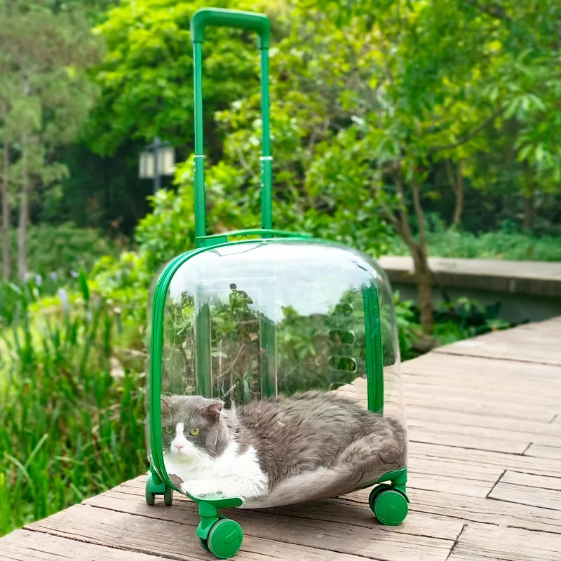 

Pet Dog Cat Travel Transport Bag Rolling Luggage Backpack Handbag Trolley Case Outing Portable Fashion Car Pet Carrier Wheels