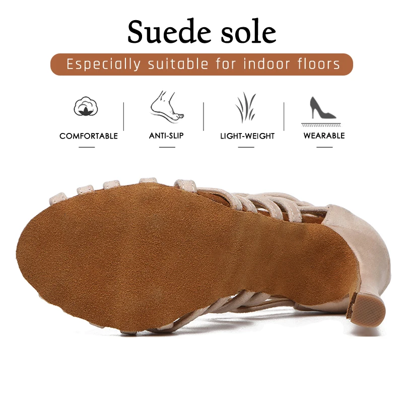 Hipposeus Black Latin Dance Shoes Woman Ladies High Heels Tansparent Mesh Kizomba Training Stage Performance Bachata