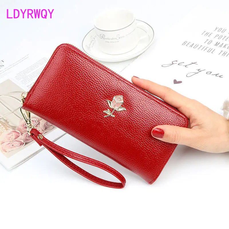 Fashion casual new handbag Women's long zipper bag Versatile leather wallet Large capacity women's mobile phone wallet