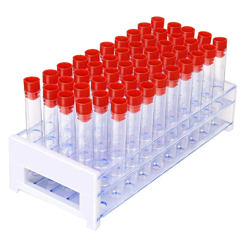 

51 Pcs Test Tube Tubes Rack Plastic Chemistry Experiment Equipment Lid Science Hat Disposable
