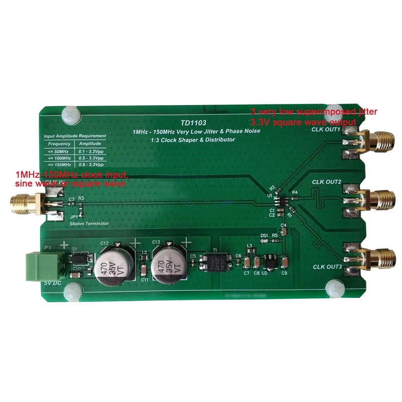 TZT TD1103 Clock Distributor Wave Shaper Sine Wave to Square Wave 1MHz-150MHz Low Phase Noise images - 6