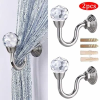 2x metal crystal curtain holdback hanger wall tie backs hooks holder home decoration curtain tie back wall hooks