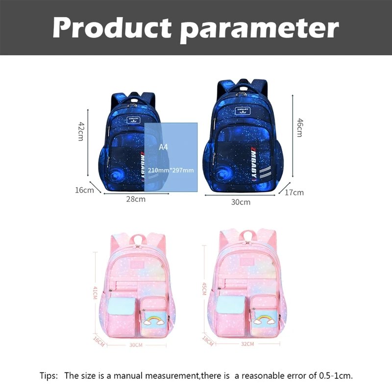 Kid Bags Boy Girl Primary School Backpack Galaxy Stars Bookbags Nylon Waterproof Schoolbags Children Large Capacity Mochila