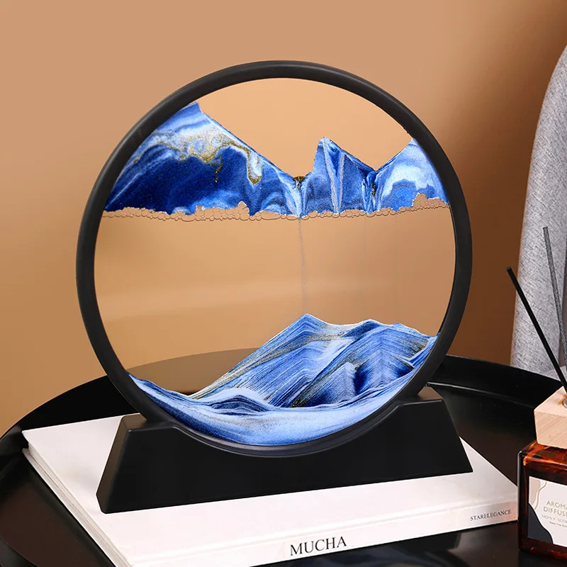 

2023 3D Moving Sand Art Picture Round Glass Deep Sea Sandscape Hourglass Quicksand Craft Flowing Sand Painting Home Decoration