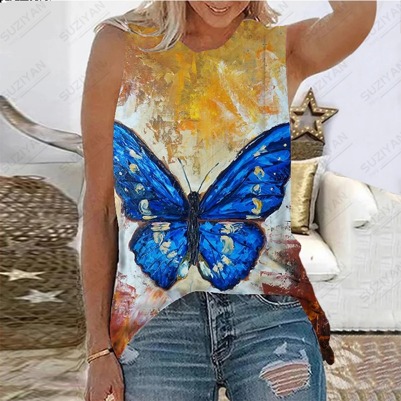 

Women's Summer Sleeveless Loose Relaxed Round Neck Pullover Top Daily Hot Sale 3D Printing New Hawaiian Original Style Large