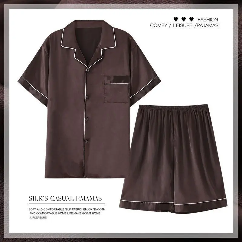 OnMelo Silk Pajamas Women's Spring And Summer Short-sleeved Shorts suit Thin Section ice silk satin ladies sexy home clothes lar