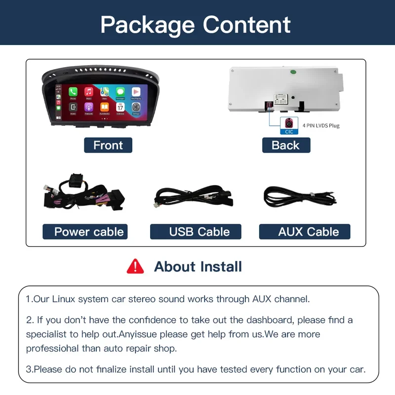 

Беспроводной мультимедийный радиоприемник Carplay/Android Auto 8,9 дюйма с сенсорным экраном для BMW 3/5er E60/E63/E64/E90/E91/E92/E93 2005-2010 CCC Linux