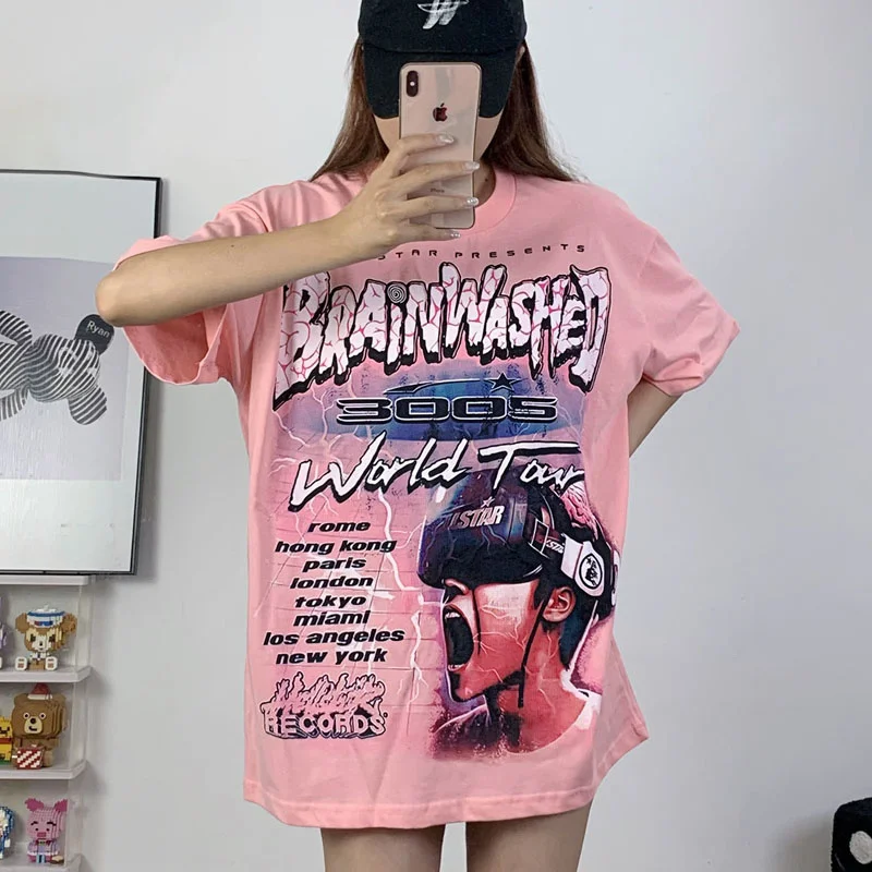 

2023SS Высококачественная модная футболка с 3D рисунком Hellstar из 100% хлопка с короткими рукавами