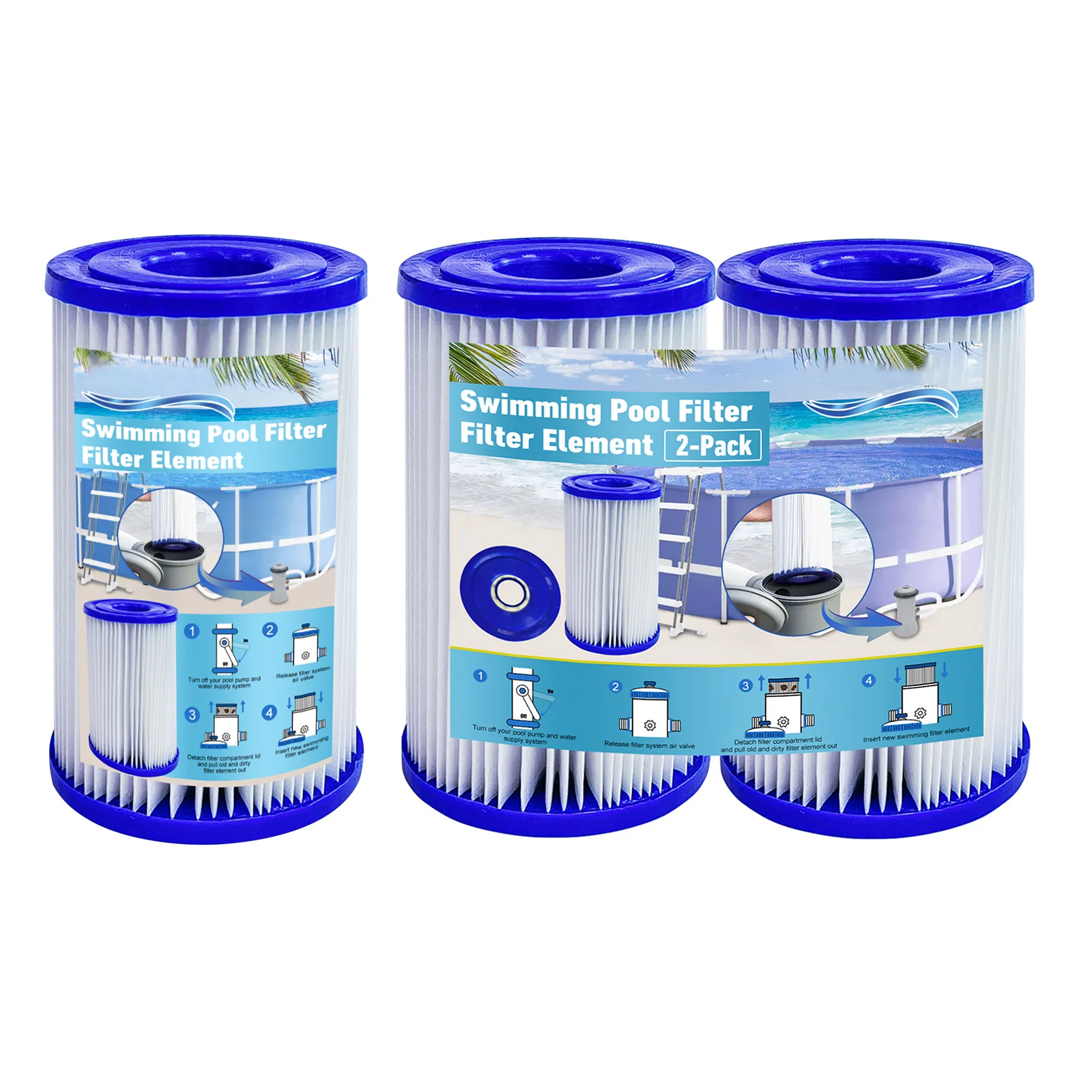 

1/2pcs Swimming Pool Filter Washable Reusable Cartridge Detachable Swimming Pool Filter Cartridge Hot Spring Filtration