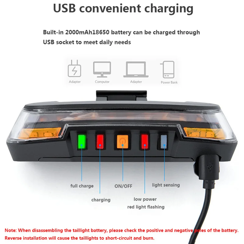Задний фонарь для велосипеда перезаряжаемый через USB велосипедный задний
