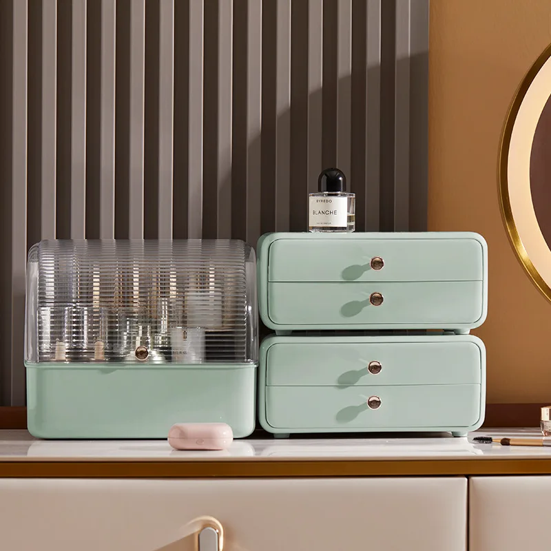 

Настольный органайзер для макияжа, пылезащитный водонепроницаемый контейнер для хранения без косметики, комбинированные банки для космет...