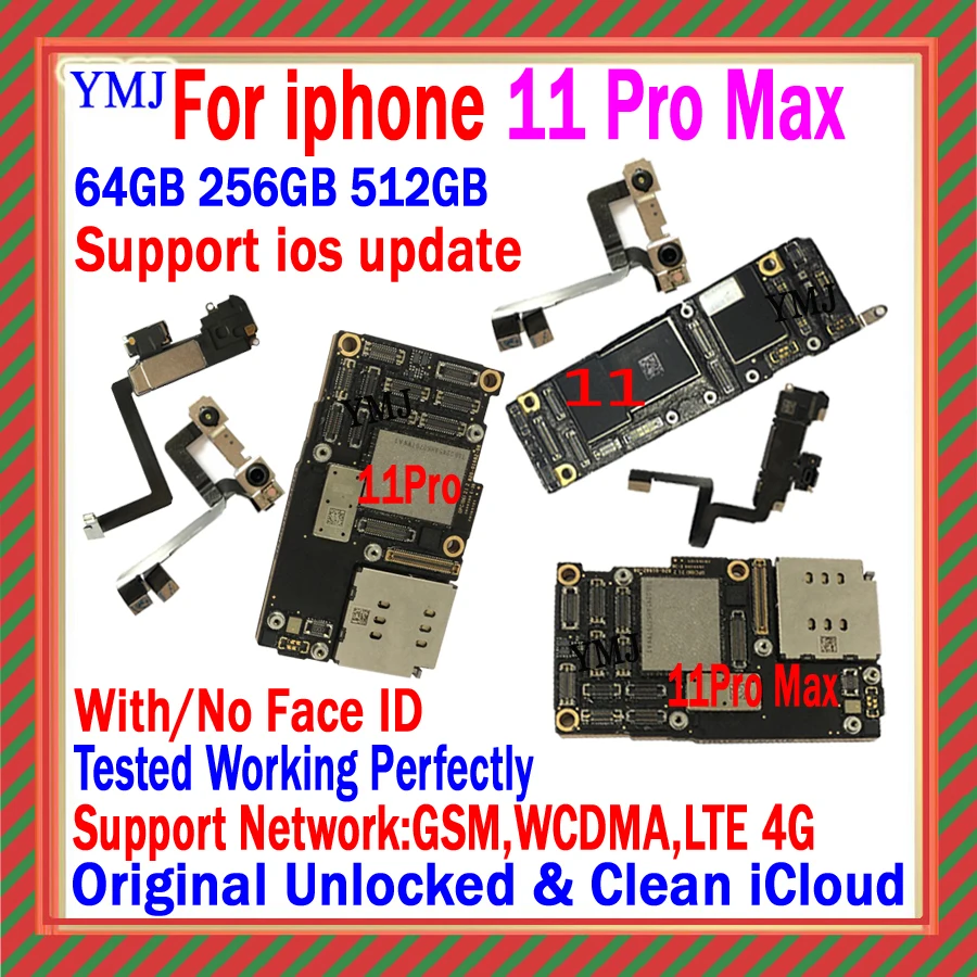 

Support Update&LTE 4G 5G For iPhone 11 Pro Max 12 Pro Max 12 mini Motherboard No icloud 100% Test Logic board Original Unlocked