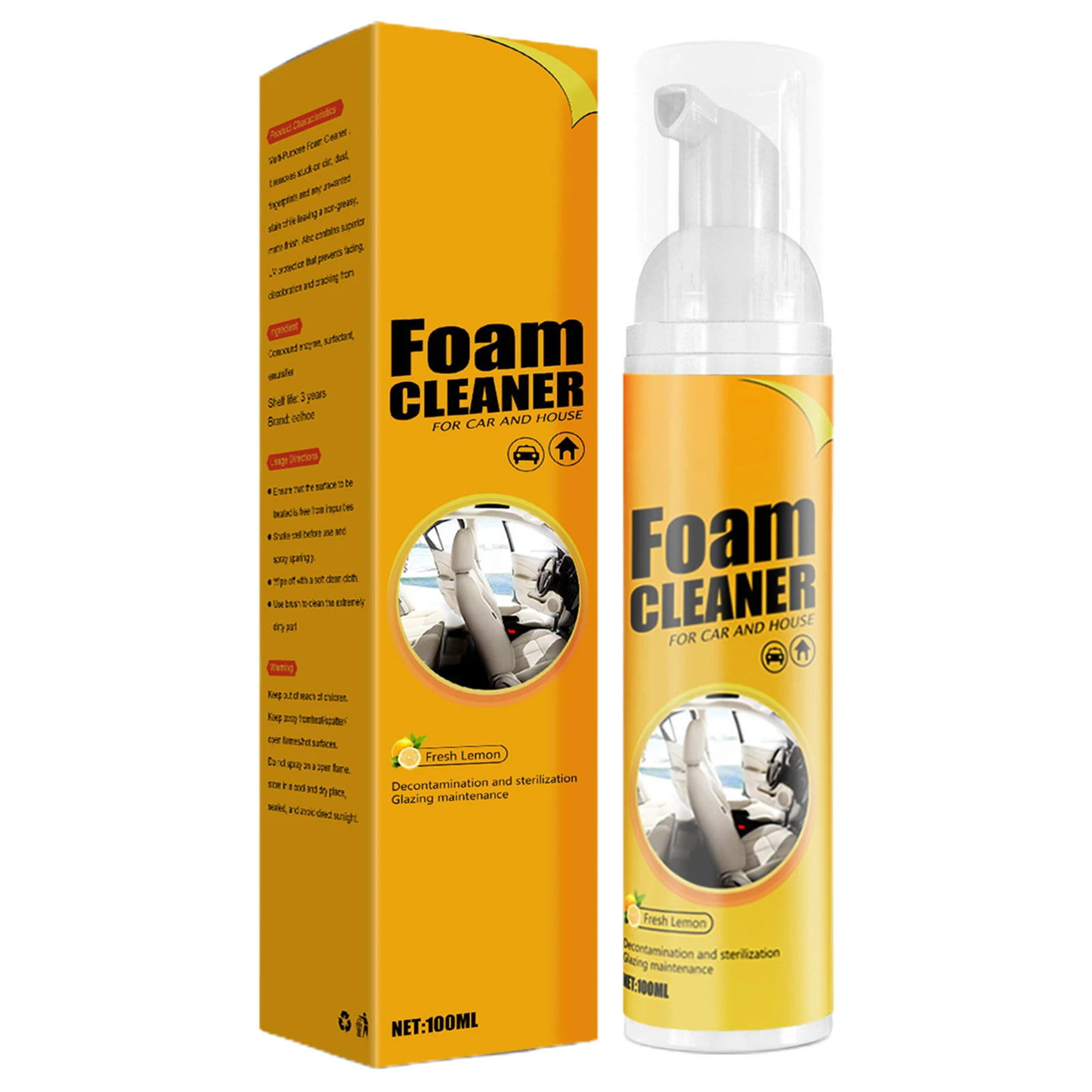 

Multi Purpose Foam Cleaner Spray Powerful Stain Removal for Home Car Interior Cleaner Spray Fast Acting Effective Safe E2S