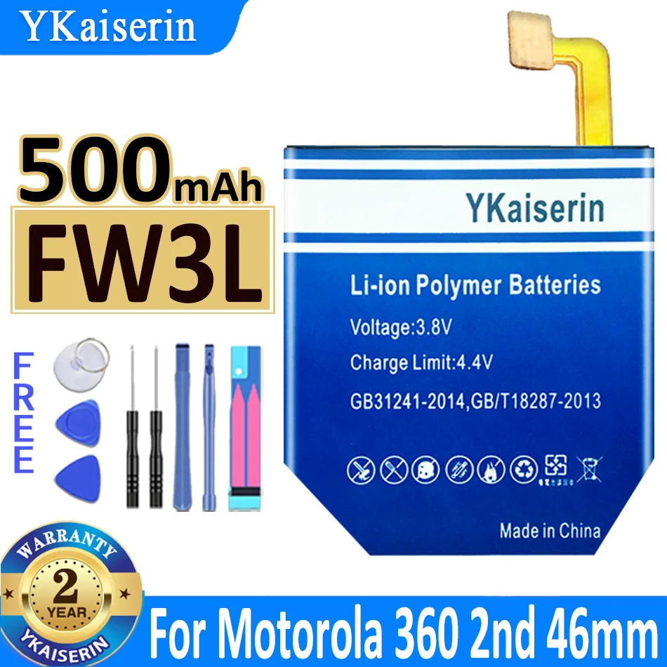 

YKaiserin Battery for Motorola Moto 360 2nd 2015 FW3L SNN5962A 46mm /FW3S for Moto 360 2nd 42mm Watch Batteria Batterij Bateria