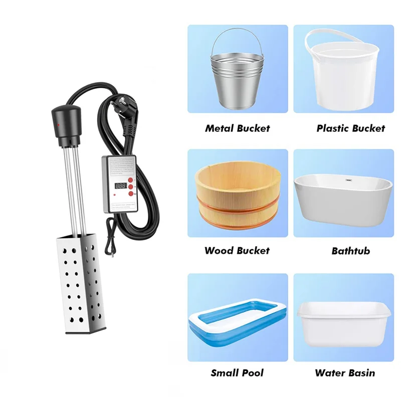 

1500W Immersion Heater, Pool Heater Automatic Timer, Safe Pool Heating Immersion Heater,Perfect for Home US Plug
