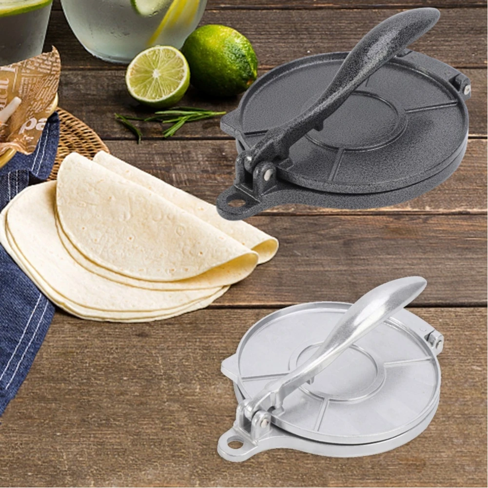 DIY Manual Corn Tortillas Pressing Tools Aluminium Alloy Dumpling Skin Maker Tool Long Handle Foldable for Baking Crepe Waffle