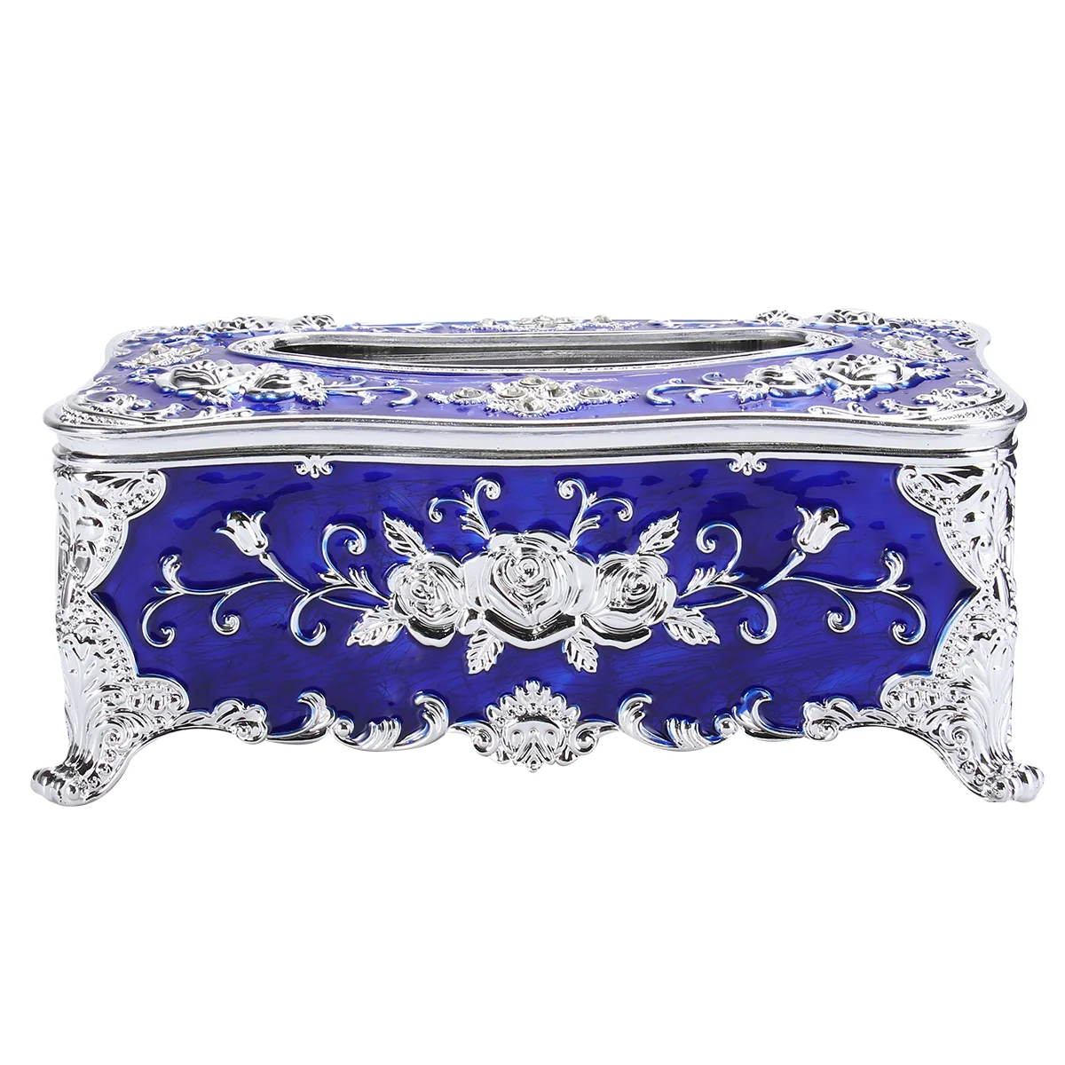 

Box Tissue Holder Napkin Cover Dispenser Paper Rectangular Case Storage Rose Vintage Bathroom Sheet Dryer European Rhinestone