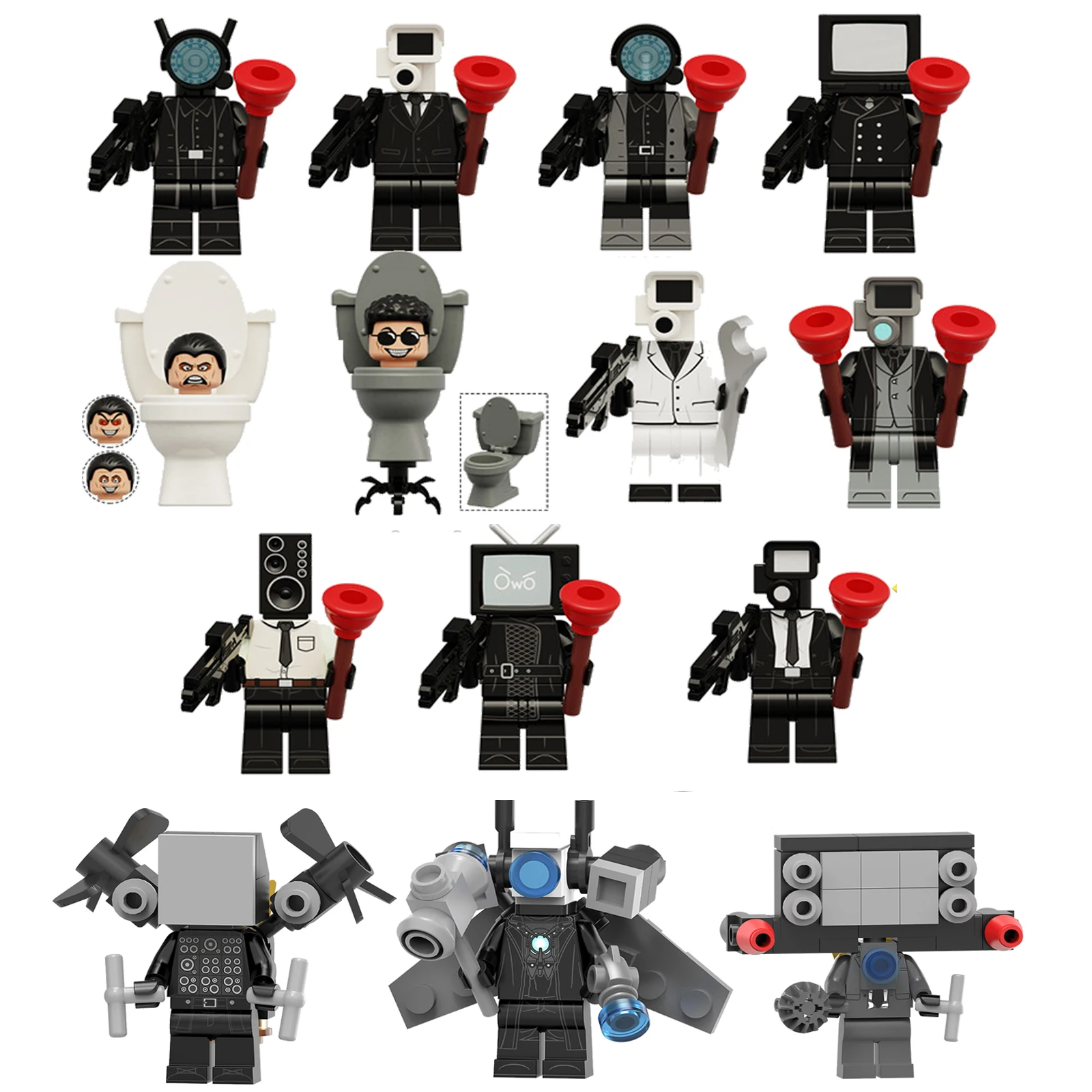 

KDL818 LG1009 Skibidi Toilet Anime Cartoon Bricks Dolls Cameraman Speakerman TV Man Mini Action Toy Figures Building Blocks