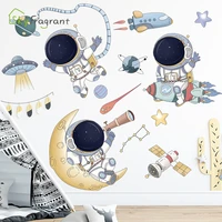 cartoon space astronaut wall stickers creative home wall decor self adhesive kids room decoration bedroom background wall decor