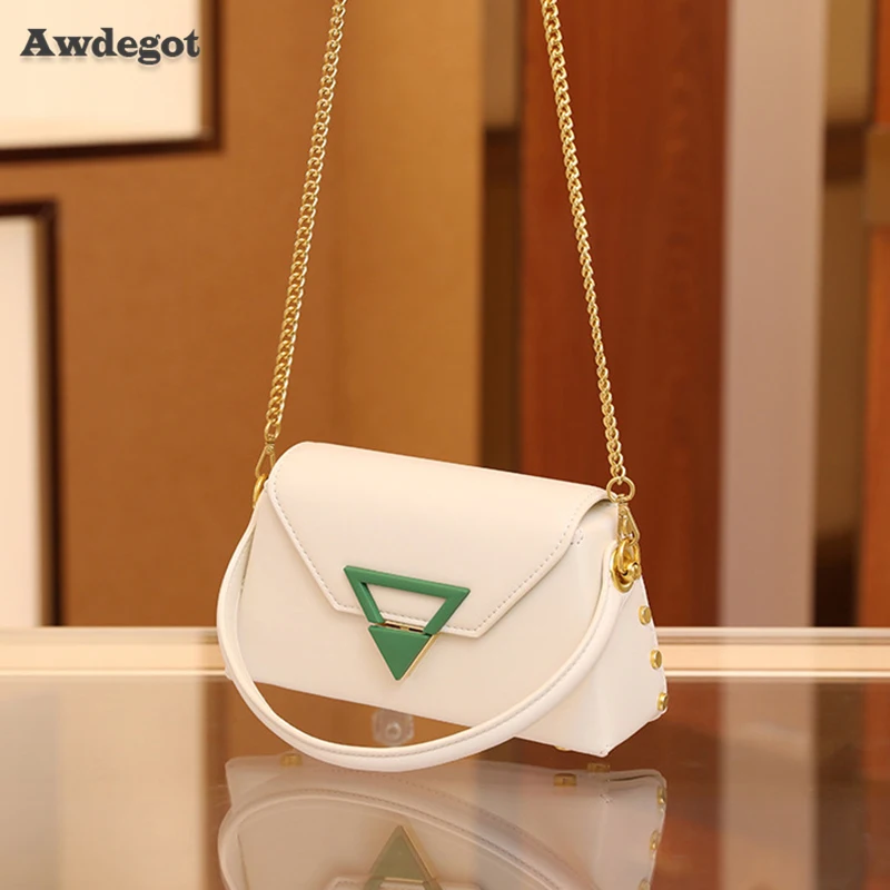 

Small Triangle Lock Trapezoidal Flap Shoulder Chain Bag for Women 2022 Beige Hand Purse Female Crossbody Handbag Lady Black Tote