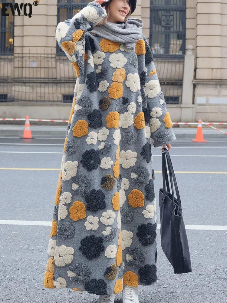 

[EWQ] Новое модное высококачественное трехмерное жаккардовое шерстяное кашемировое серое платье, теплое утепленное платье, Осень-зима 2023, 16U6401