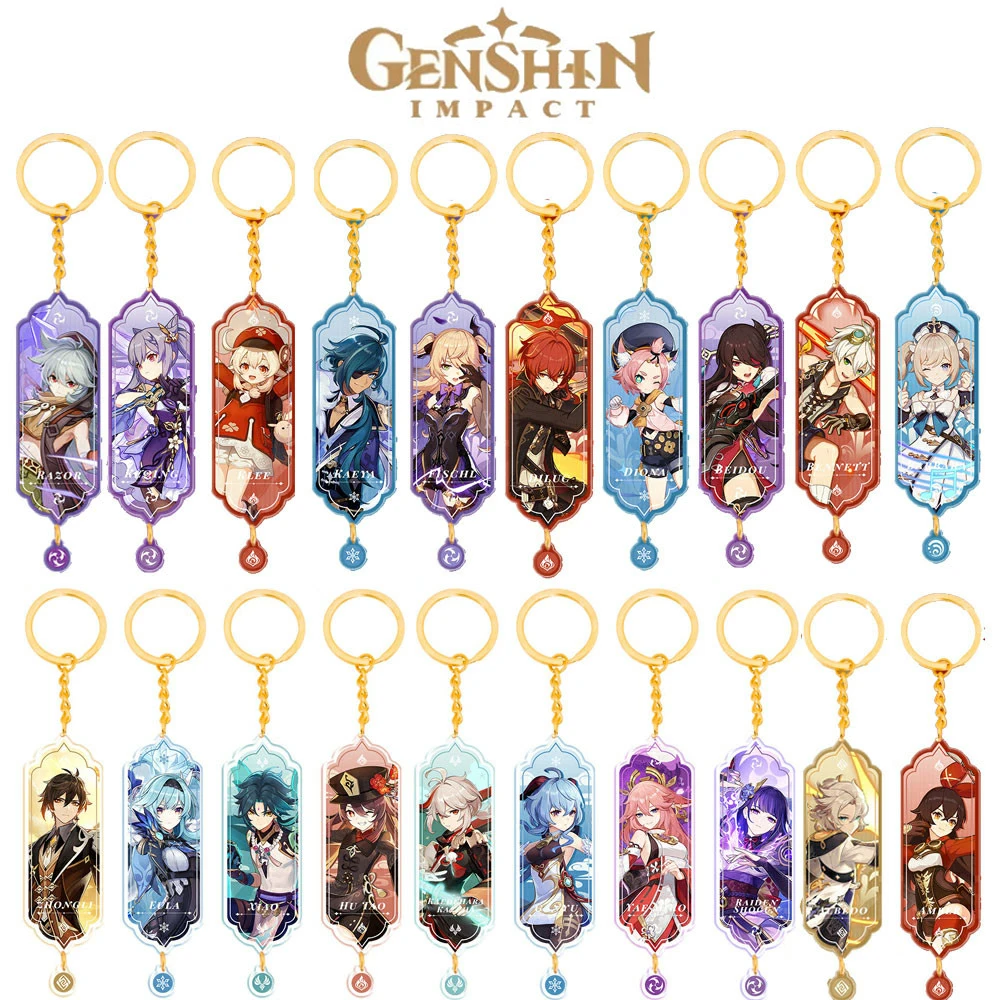

Genshin Impact Game Keychain Zhongli Klee Keqing HuTao Yanfei Raiden Shogun Anime Cute Backpack Pendant Keyring Accessories Gift